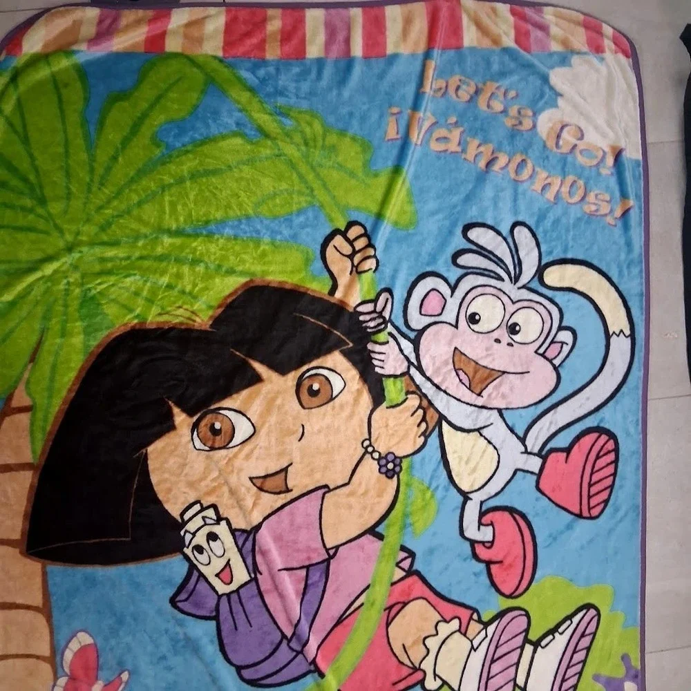 Nickelodeon Jr DORA The Explorer‎ Big Throw Blanket 60x80 Let's Go Vamonos Boots
